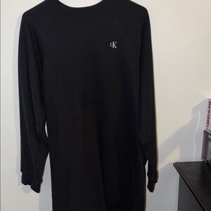 Calvin Klein Black Crewneck Sweatshirt Dress with CK Logo